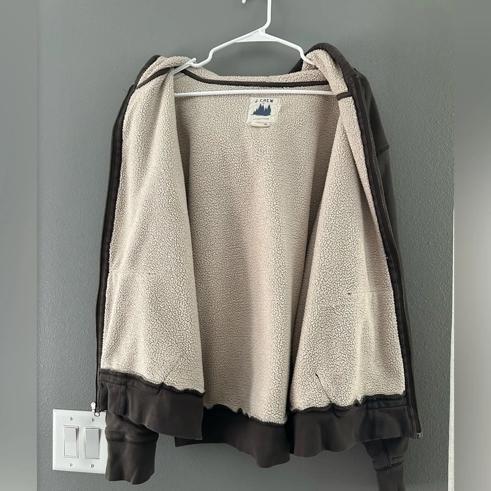 J.CREW Brown Sherpa-Lined Hoodie XL